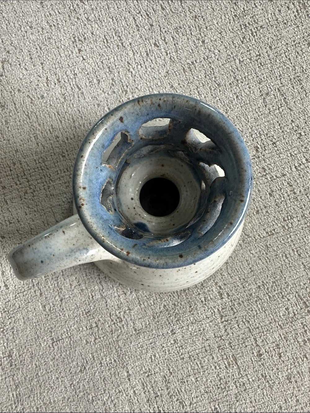 Vintage Korn Studios Art Pottery Candle Holder Lantern Speckled Glaze - Signed